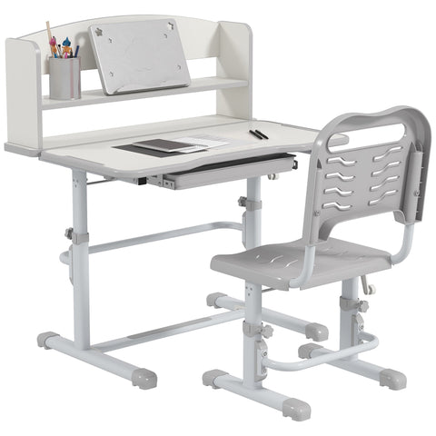 Rootz Children's Desk with Chair - Adjustable Height - Study Desk - Diverse Storage - Ideal for Learning - 80cm x 54.5cm x 82-104cm