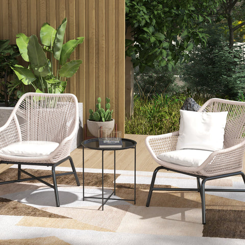 Rootz Round Garden Table - Terrace Table - Foldable Outdoor Table - Durable Steel - Ø46cm x 50cm