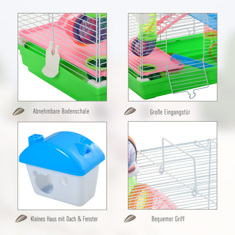Rootz Small Animal Cage - Rodent Cage - Mouse Cage - Spacious Design - 46cm x 30cm x 58cm