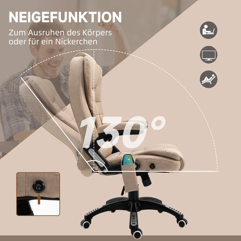 Rootz Massage Chair with Heat Function - Ergonomic Desk Chair - Height Adjustable - Promotes Blood Circulation - 68L x 72W x 110-120H cm - Brown