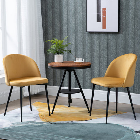 Rootz Set of 2 Dining Chairs - Upholstered Velor - Scandinavian Kitchen Chairs - Optimal Comfort - 49cm x 50cm x 77cm