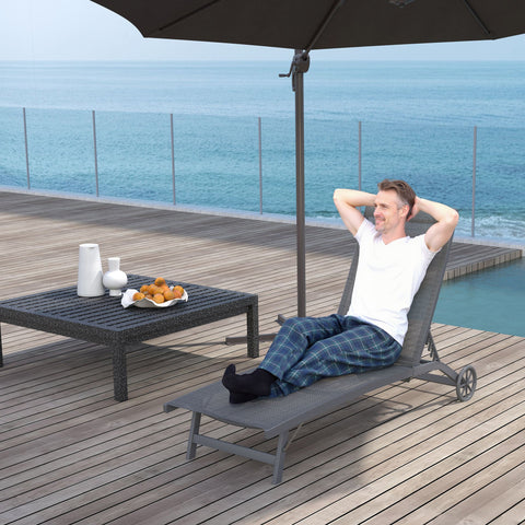 Rootz Sun Lounger - Outdoor Recliner - Adjustable Backrest - Breathable Comfort - 195 x 66 x 34 cm - Grey
