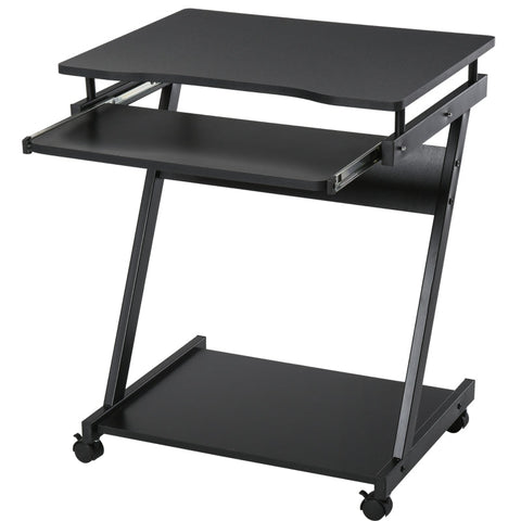 Rootz Compact Computerbureau - Gamingtafel - Werkstation - Uittrekbare toetsenbordlade - Stabiel metalen frame - 60 cm x 48 cm x 73 cm - Zwart