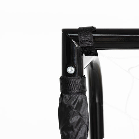 Rootz Football Goal - Soccer Net - Metal Frame - Durable & Quick Setup - 186L x 62W x 123H cm - Black White