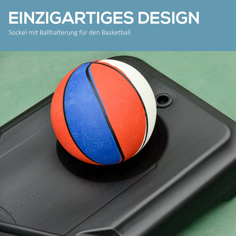 Rootz Adjustable Basketball Stand - Rollable Hoop - Freestanding Set - Height Adjustable - 75L x 45W x 205-261H cm