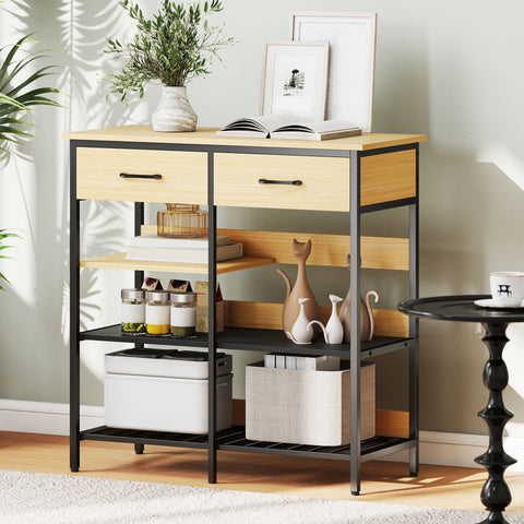 Rootz Sideboard Chest of Drawers - Kitchen Cabinet - Storage Organizer - Industrial Style, Large Capacity, 90 x 40 x 91 cm, Brown & Black