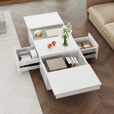 Rootz Coffee Table - Living Room Table - Modern Centerpiece - Hidden Storage - 100L x 50W x 31H cm