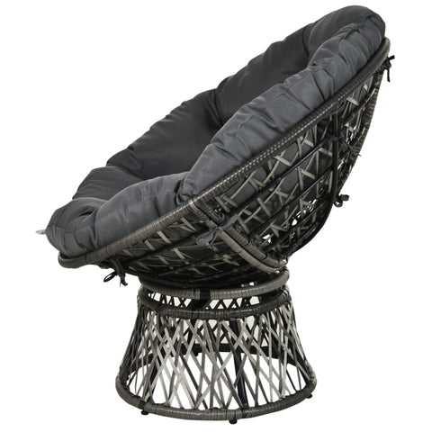 Rootz Papasan Chair - Wicker Chair - Rattan Chair - 360-Degree Rotation - Removable Cushion - Galvanized Steel Frame - W87 x D97 x H86 cm