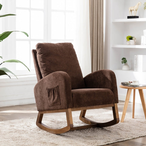 Rootz Mid-Century Modern Rocking Chair - Nursery Chair - Glider Chair - Optimal Comfort - 68.83cm x 93.97cm x 100.83cm