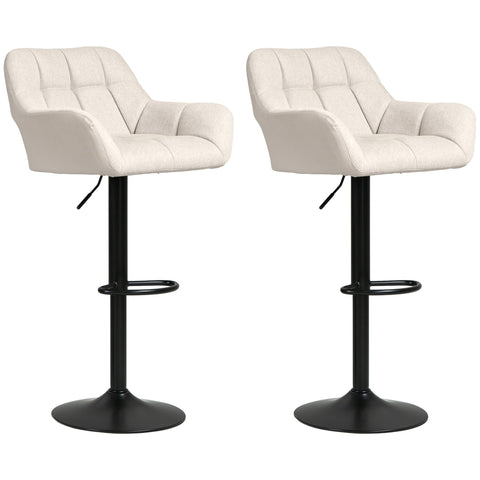 Rootz 2 Piece Bar Stool Set – Retro Adjustable Stools – Kitchen Chairs – Faux Leather – Ergonomic Comfort – White & Black – 57.5x52.5x93-114cm