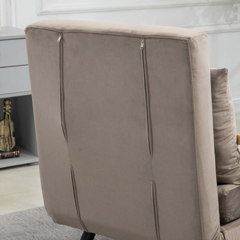 Rootz Sleeping Chair - Convertible Sofa Bed - Adjustable Backrest - Robust Steel Frame - Plush Upholstery - Light Brown - 63W x 73D x 81H cm