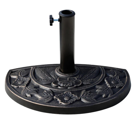 Rootz Parasol Stand - Umbrella Stand - Sunshade Marble Stand - Half Round Resin + Stainless Steel - Bronze - 50 x 31 x 32 cm