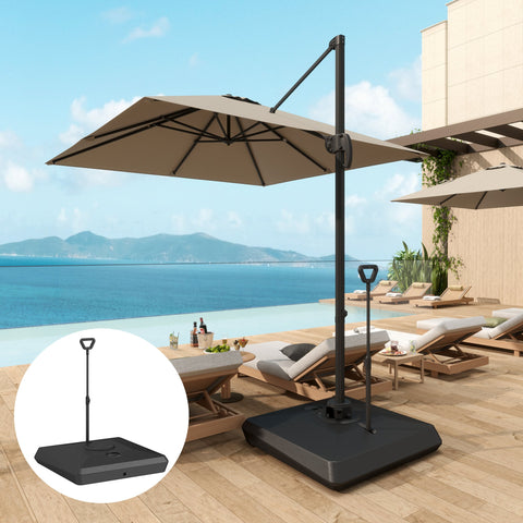 Rootz Umbrella Stand - Parasol Base - Fillable Umbrella Holder - Adjustable Wheels - 95cm x 95cm x 117cm - Black