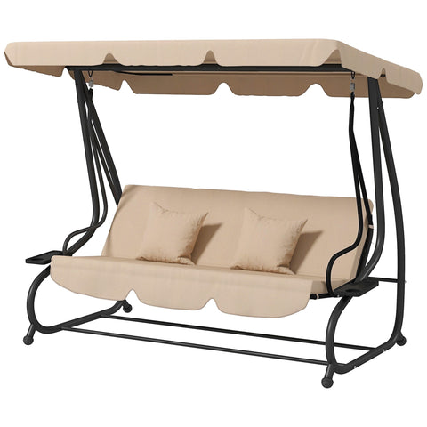Rootz Rocking Bench - Garden Swing - 3-Seater Hollywood Swing - Steel Frame - 200 x 120 x 164 cm - Includes Beverage Holders