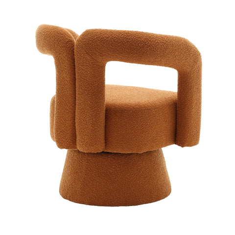 Rootz Swivel Office Chair - Bouclé Fabric - Barrel Design - 360-Degree Rotation - Dimensions: 67L x 55W x 74H cm