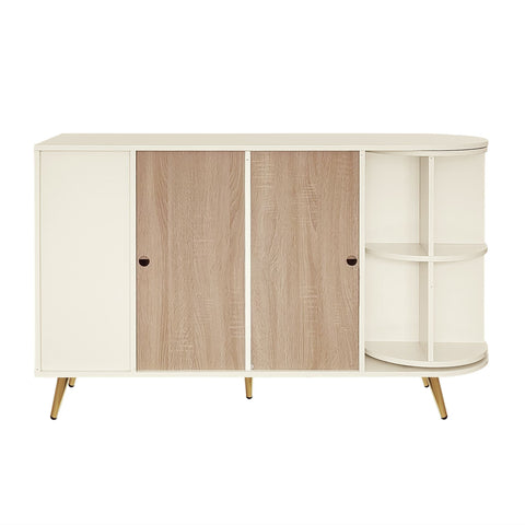 Rootz Sideboard Storage Cabinet - Glass Display Cabinet - LED Lit Cabinet - Elegant Design - 130cm x 40cm x 80cm