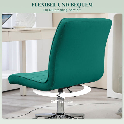 Rootz Office Chair - Computer Chair - Desk Chair - Height Adjustable - Soft Padding - Easy Mobility - 51cm x 64cm x 78-88cm - Velvet Look - Green