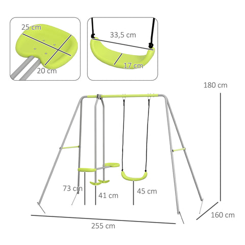 Rootz Rocking Frame with 2 Devices - Swing Set - Outdoor Play Frame - UV-Resistant - 255cm x 160cm x 180cm