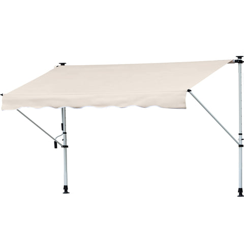 Rootz Manual Extendable Awning - Sun Sail - Terrace Awning - UV Protection - 400cm x 120cm x 170-280cm