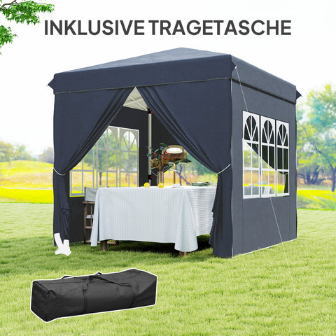 Rootz 2.5m Pop Up Gazebo - Garden Tent - Outdoor Canopy - UPF50+ Protection - 248L x 248W x 270H cm - Includes Side Walls & Carry Bag