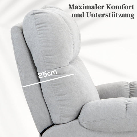 Rootz Stand-Up TV Recliner - Massage Chair - Footrest Recliner - 135° Recline - Oversized Design - Easy Assembly - Light Gray - 91cm x 95cm x 109cm