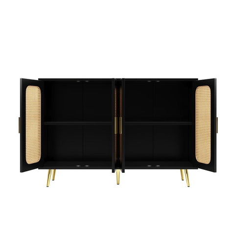 Rootz Rattan Storage Cabinet - Sidewall Cabinet - Elegant Furniture - Anti-Tip Design - 120L x 30W x 89H cm