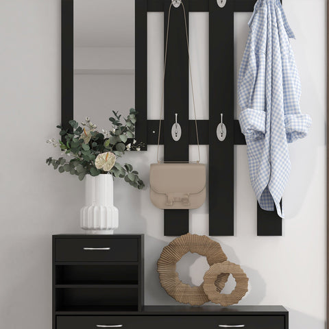 Rootz 3-in-1 Entrance Set - Wardrobe - Coat Rack - Shoe Cabinet - Space-Saving Design - 90cm x 24cm x 75cm