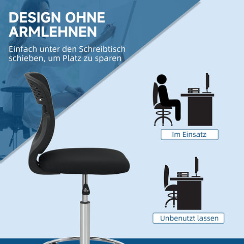 Rootz Office Chair - Work Chair - Desk Chair - Height Adjustable - Padded Comfort - Black - 59cm x 59cm x 106-126cm