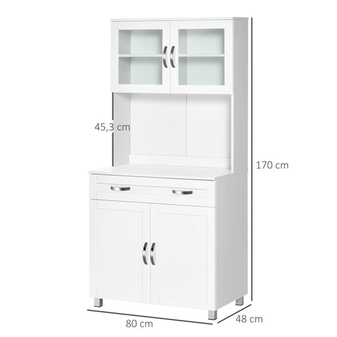 Rootz Kitchen Buffet Cabinet - Kitchen Storage - Contemporary Kitchen Furniture - Multiple Storage Options - 80cm x 48cm x 170cm