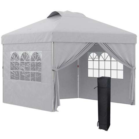 Rootz Foldable Pop-Up Party Tent - Gazebo - Canopy - UV30+ Protection - 297cm x 297cm x 284cm with Adjustable Side Walls & Portable Roller Bag