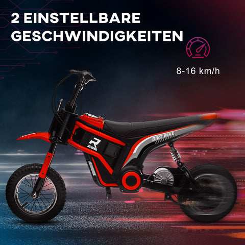 Rootz Electric Motorcycle for Children - Kids Ride-On Bike - Child's Electric Motorbike - 24V Engine - 119L x 64W x 76.5H cm - Red