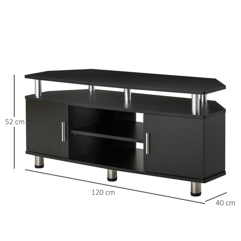Rootz Contemporary Design TV Bench - TV Stand - Media Console - Multi Storage Options - 120L x 40W x 52H cm - Black Chrome