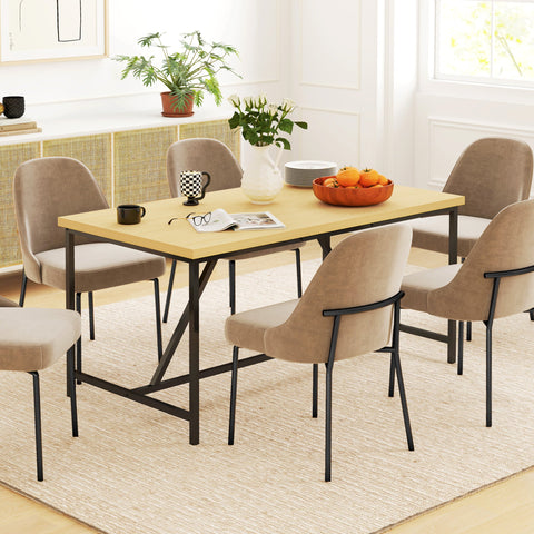 Rootz Dining Table for 6 - Versatile Furniture - Desk Option - Brown Optics - Steel Legs - 150cm x 80cm x 75cm