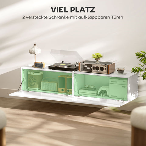 Rootz White Wall-Mounted TV Cabinet - Floating TV Chest - Storage Drawers - Space-Saving Design - 140cm x 33cm x 29.8cm