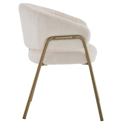 Rootz Modern Dining Chair - Lambskin Look - Luxury Seating - Exceptional Comfort - Gold-Plated Legs - 49L x 48W x 78H cm