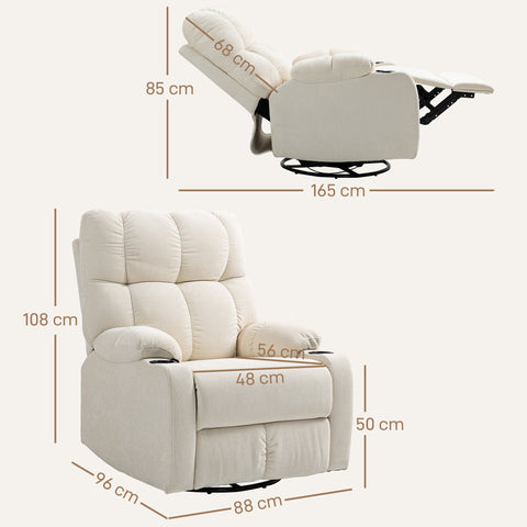Rootz Relaxation Armchair with Footrest - Reclining Chair - Rotatable Seat - Comfort Up to 150kg - 88x96x108cm