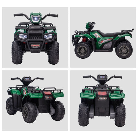 Rootz Children's Electric Quad - Kids Ride-On ATV - Battery-Powered Quad - Realistic Driving Experience - Enhanced Safety - Entertainment on the Go - 88cm x 45cm x 50cm - Black+Green