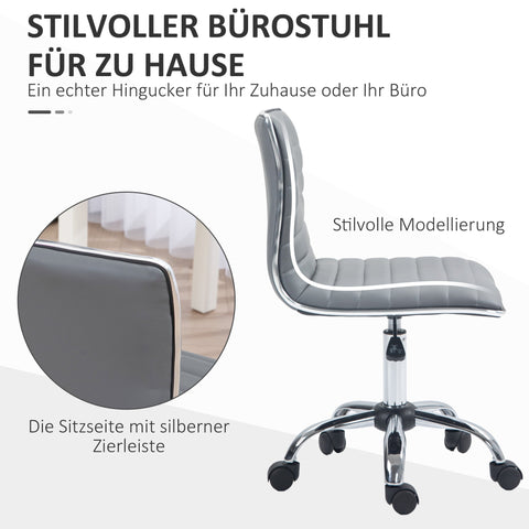 Rootz Height-adjustable Salon Chair - Swivel Chair - Office Chair - Maximum Comfort - 48 x 52 x 78-90 cm - Grey - Faux Leather