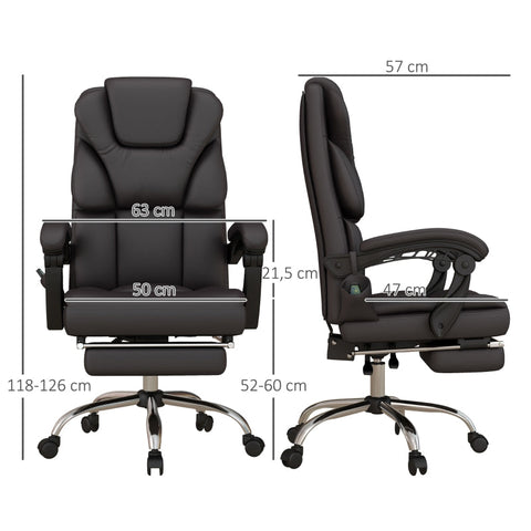 Rootz Massage Office Chair - Vibration Points - 8 Massage Modes - Faux Leather - 63cm x 57cm x 118-126cm