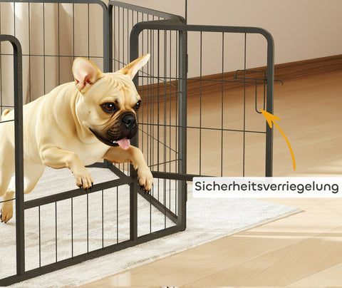 Rootz Dog Fence Pet Enclosure - Pet Barrier - Heavy Duty Kennel - Foldable Steel - 160x80x60cm, Black