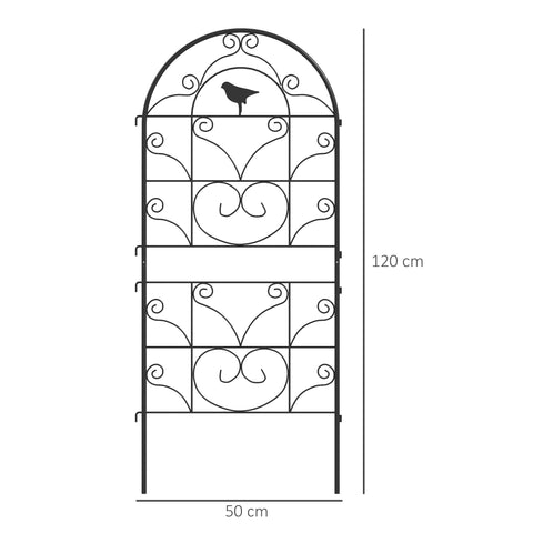Rootz 2 Piece Set Rankgitter - Trellis - Plant Supports - Rustproof Stability - 50cm x 120cm Black