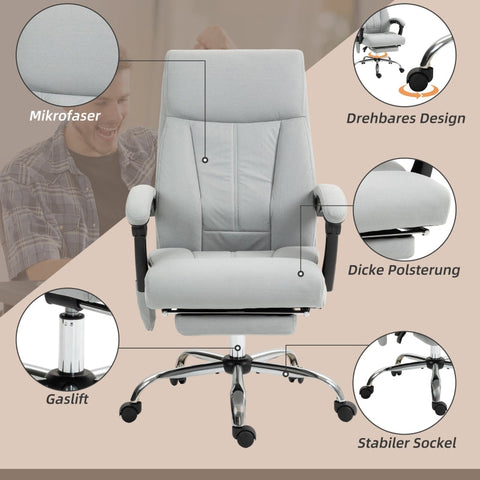 Rootz Massage Office Chair - Executive Chair - Computer Desk Chair - Vibrating Massage - Lumbar Heating - Ergonomic Design - 65cm x 74cm x 119cm