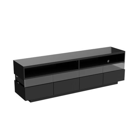 Rootz High Gloss TV Cabinet - Media Stand - Entertainment Unit - LED Lighting - 173.5L x 55W x 38H cm
