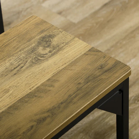 Rootz Dining Group - Eettafel voor 4 personen - Met 2 banken - Industrieel ontwerp - Ruimtebesparende eetkamersets - Zwart + naturel - 120 cm x 70 cm x 75 cm