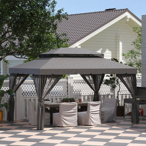 Rootz Pavilion Side Wall Panels Set - Gazebo Curtains - Waterproof Enclosures - UPF 30+ Protection - 3 x 4m - Grey