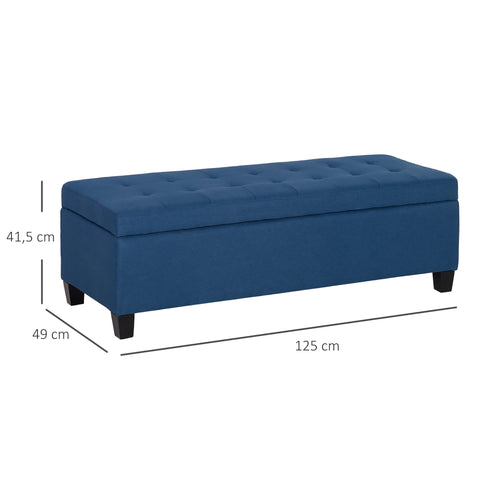 Rootz Blue Storage Bench - Ottoman - Corridor Bench - Button Stitch Elegance - 125.1cm x 48.9cm x 41.3cm