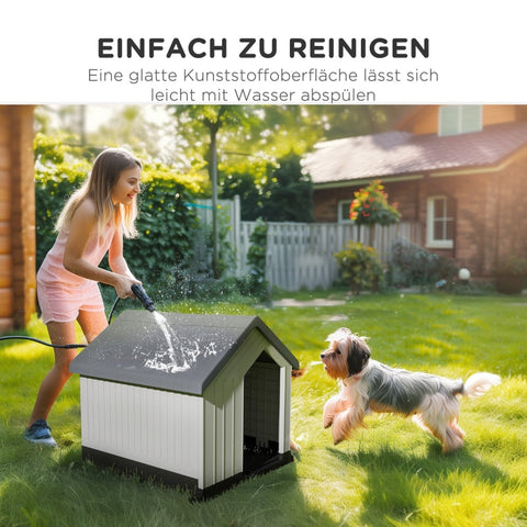 Rootz Dog House Cave - Outdoor Retreat - Waterproof - Sloping Roof - Plastic - Easy to Clean - Small Dogs - 62cm x 61cm x 60cm