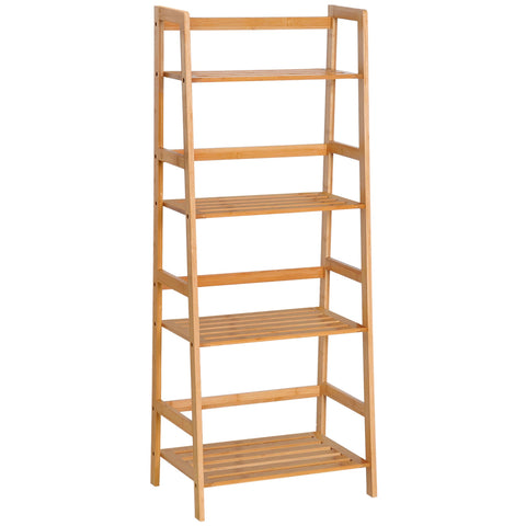 Rootz 4 Level Bamboo Conductor Shelf - Natural Wood Shelf - Durable Organizer - Space Saver - 48L x 31.5B x 120H cm