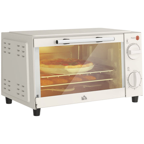 Rootz 9L Mini Oven - Compact Toaster Oven - Adjustable Heat - Space-Saving Stainless Steel - 35cm x 24.6cm x 20cm  White
