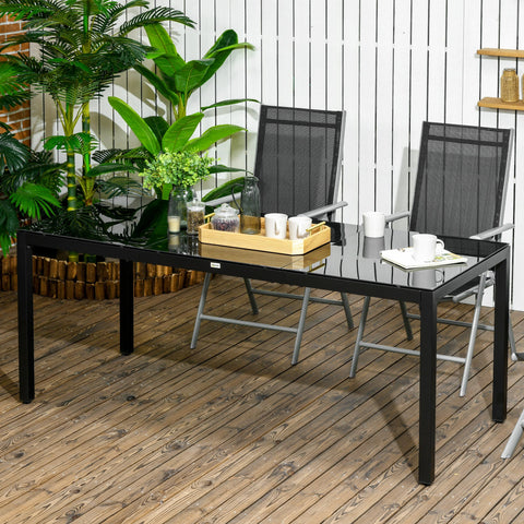 Rootz Garden Table - Outdoor Dining Table - Patio Table - Holds 8 People - Elegant & Durable - 180cm x 80cm x 72cm - Black